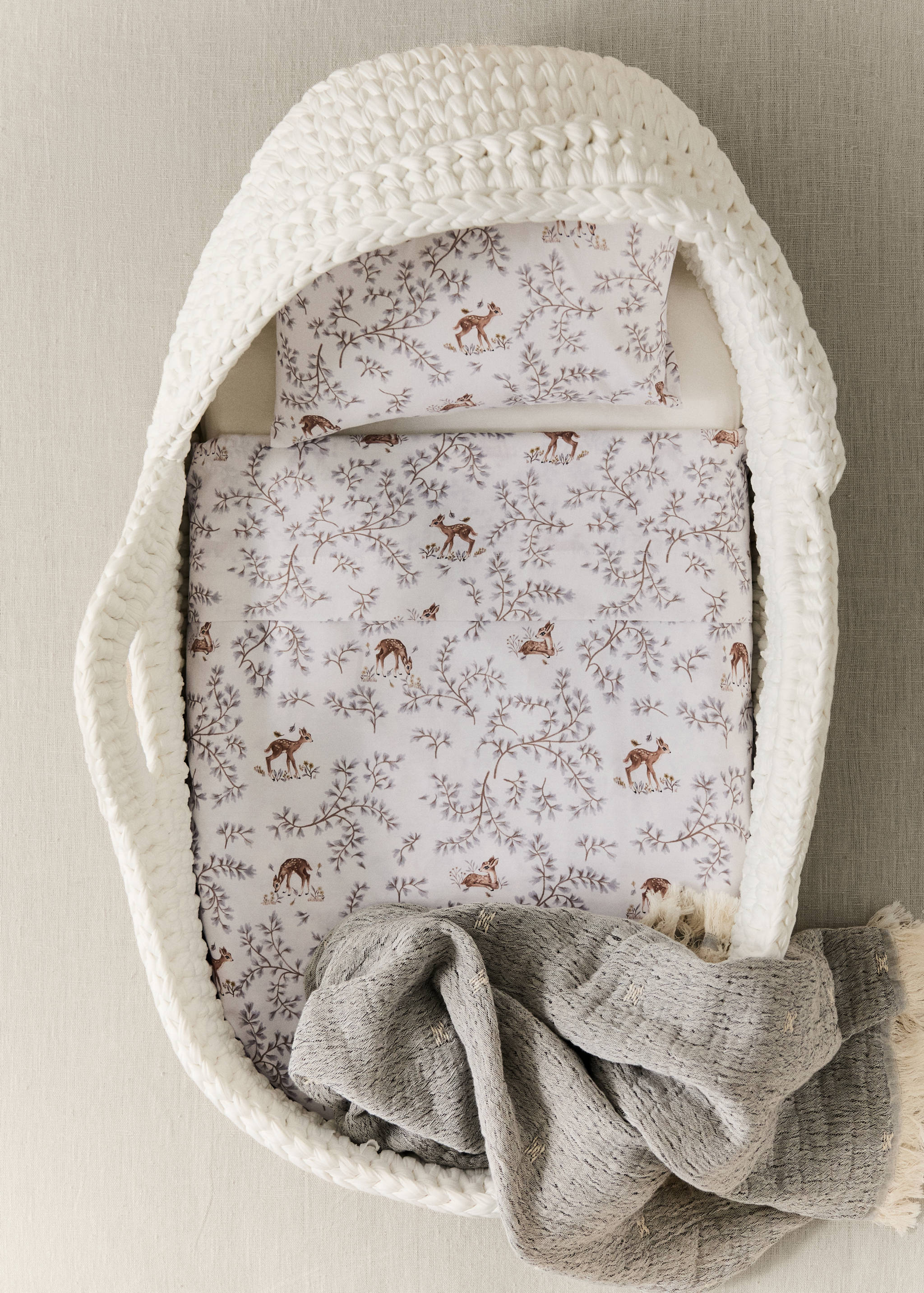 Printed 100% cotton mini cot bed set - General plane