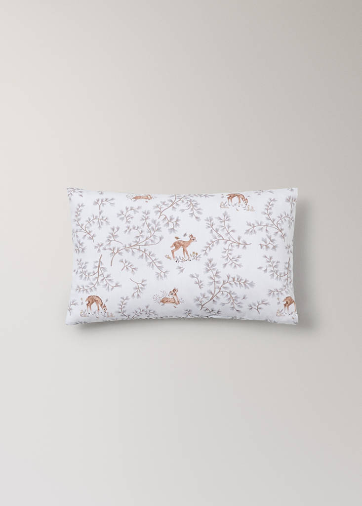 Printed 100% cotton mini cot bed set — Grey