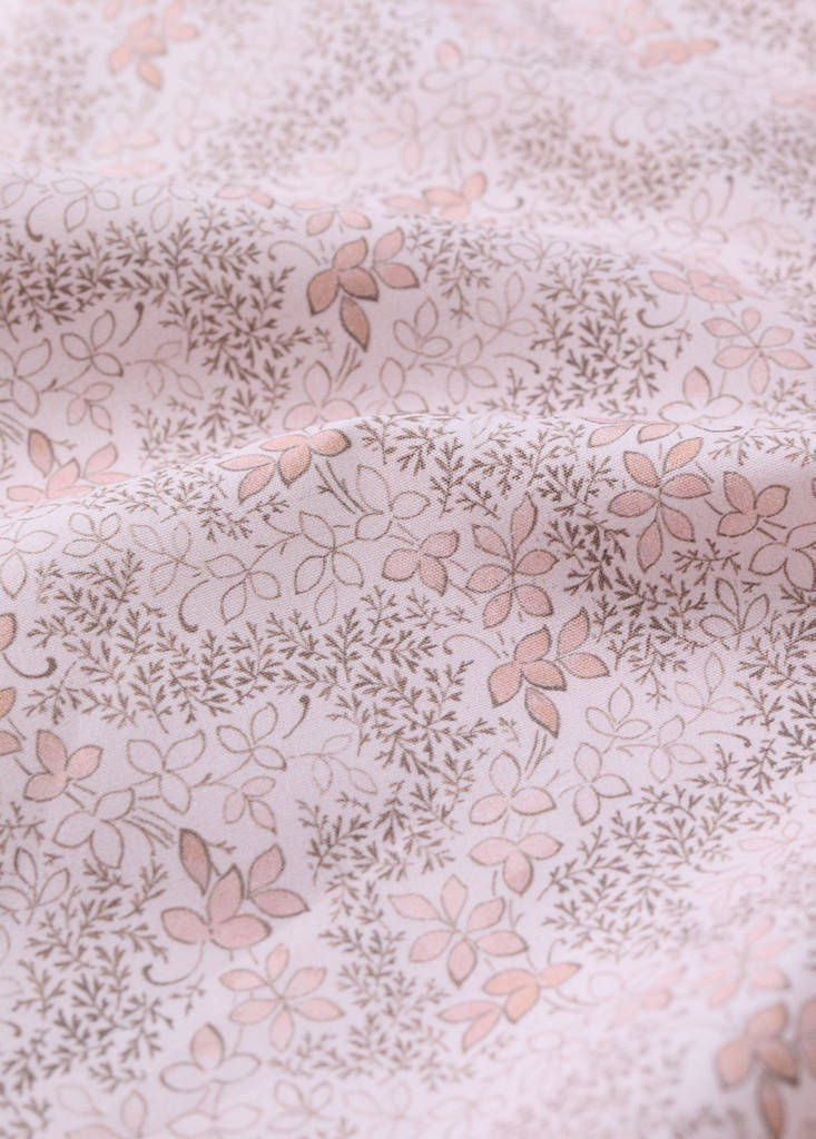 Floral 100% cotton cot fitted sheet — Nude