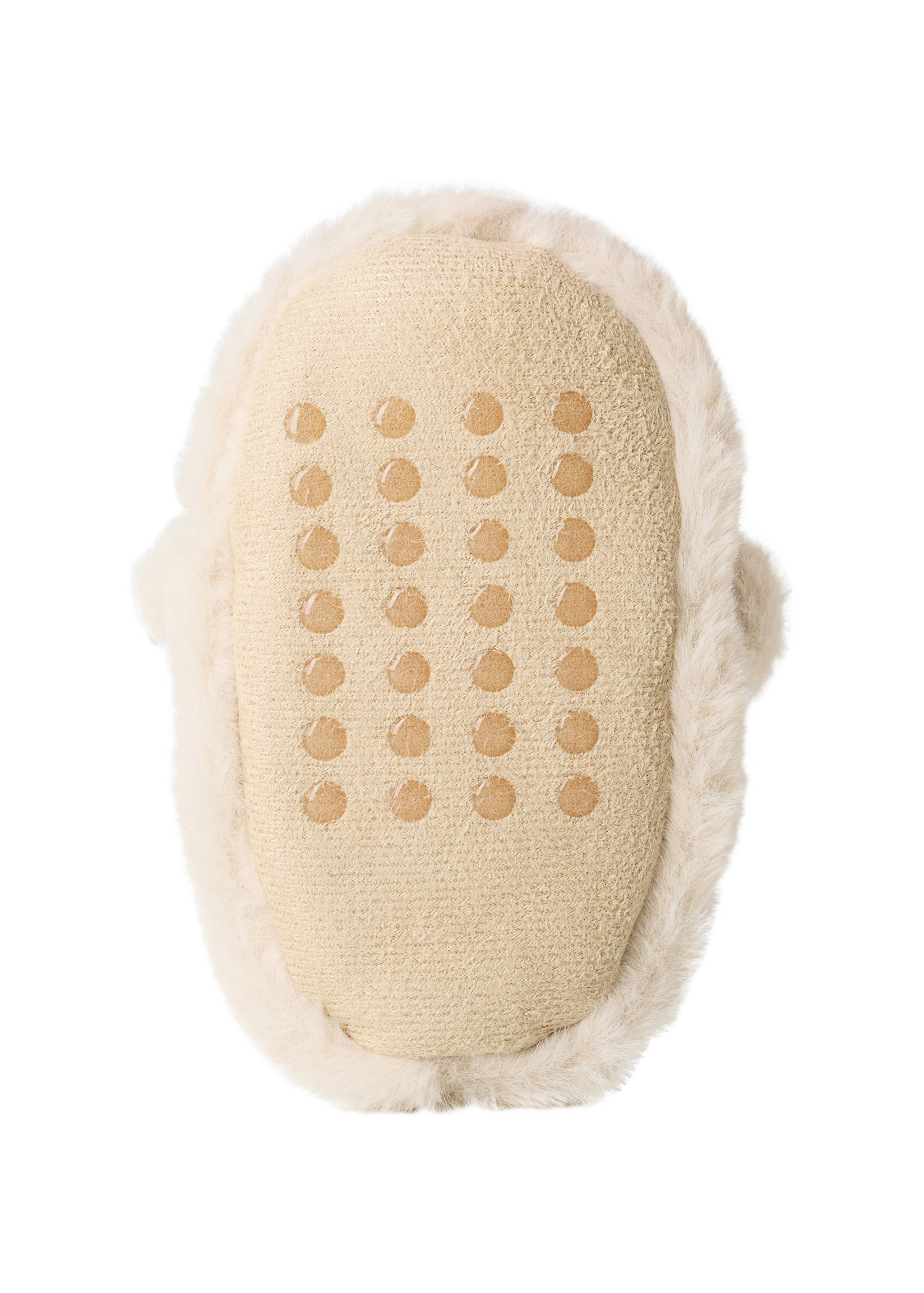 Close-up of a cream home slipper sole with anti-slip rubber grips., Sand. Ref: 37071538-00.