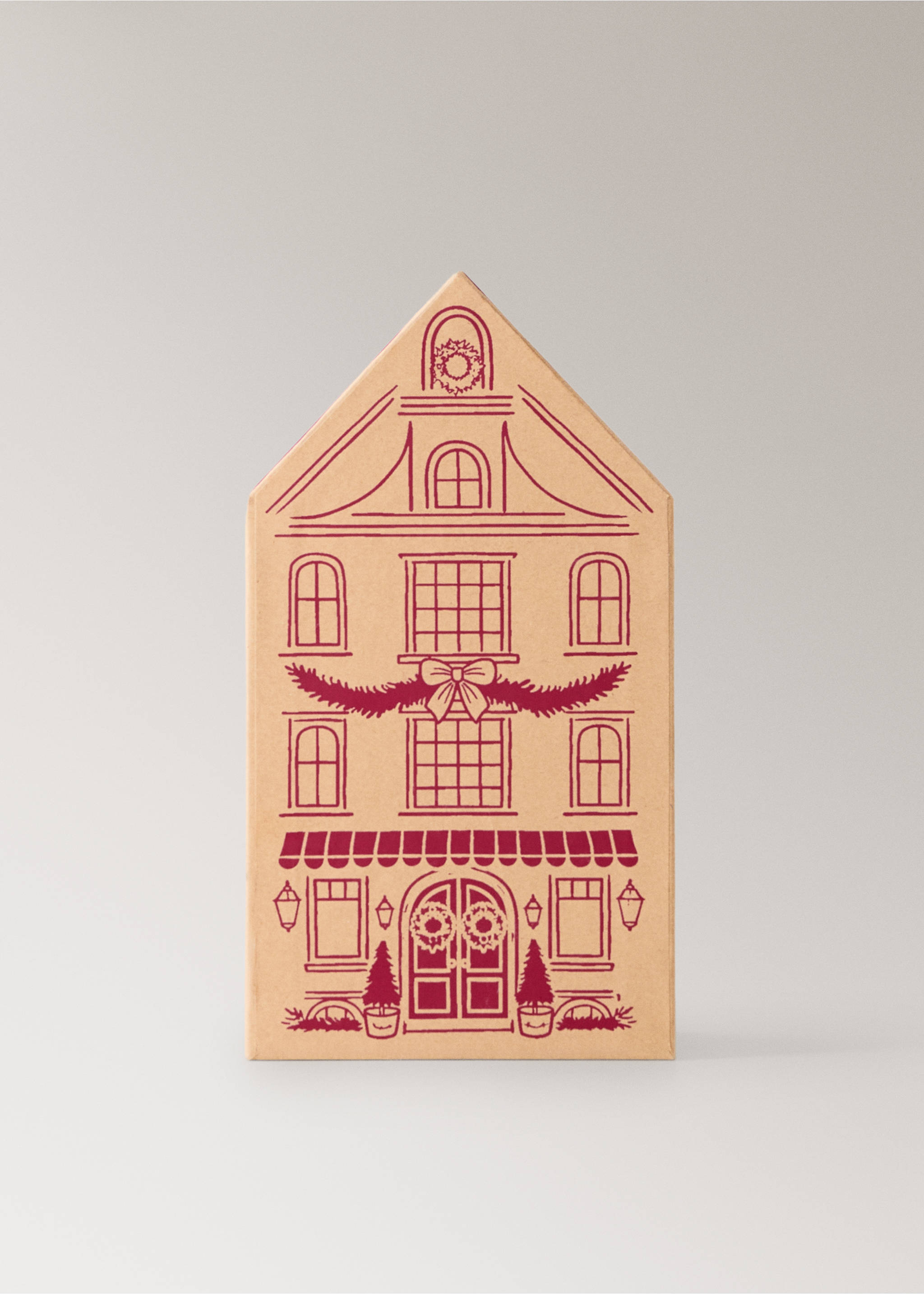 House-shaped kraft notebook with red festive illustration., Brown. Ref: 37071539-00.