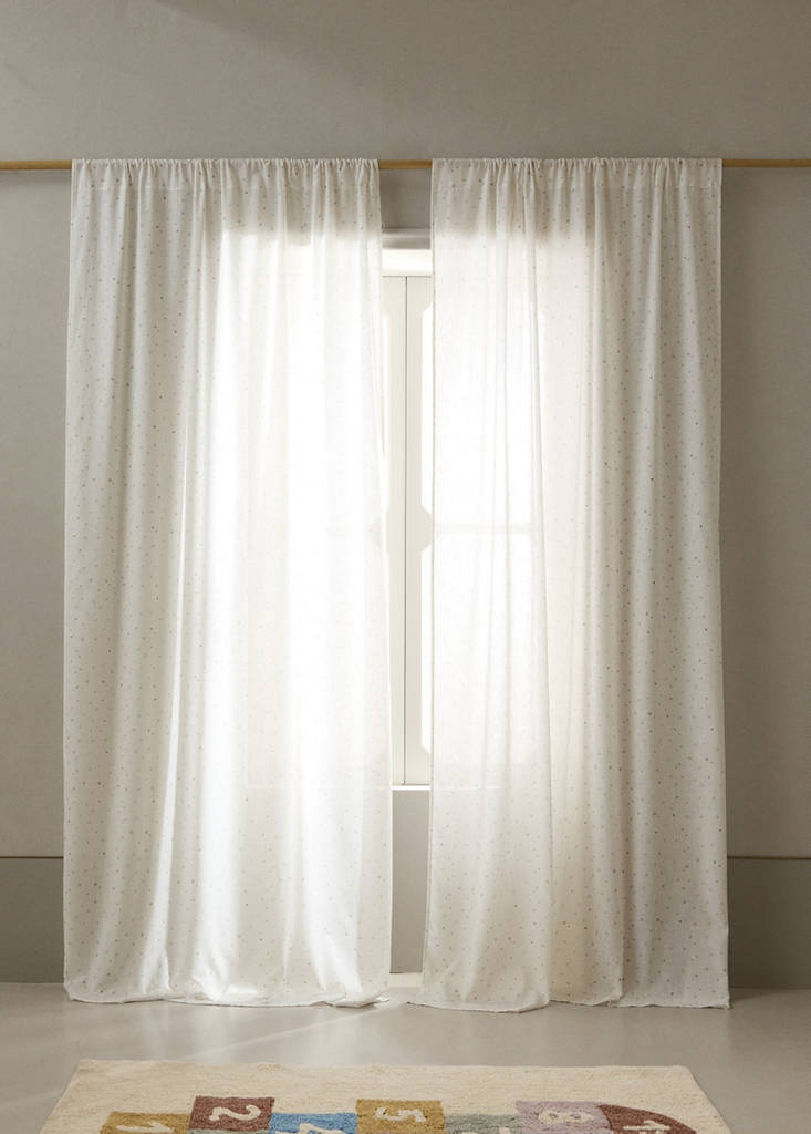 Medium-opacity cotton curtain with stars — Grey