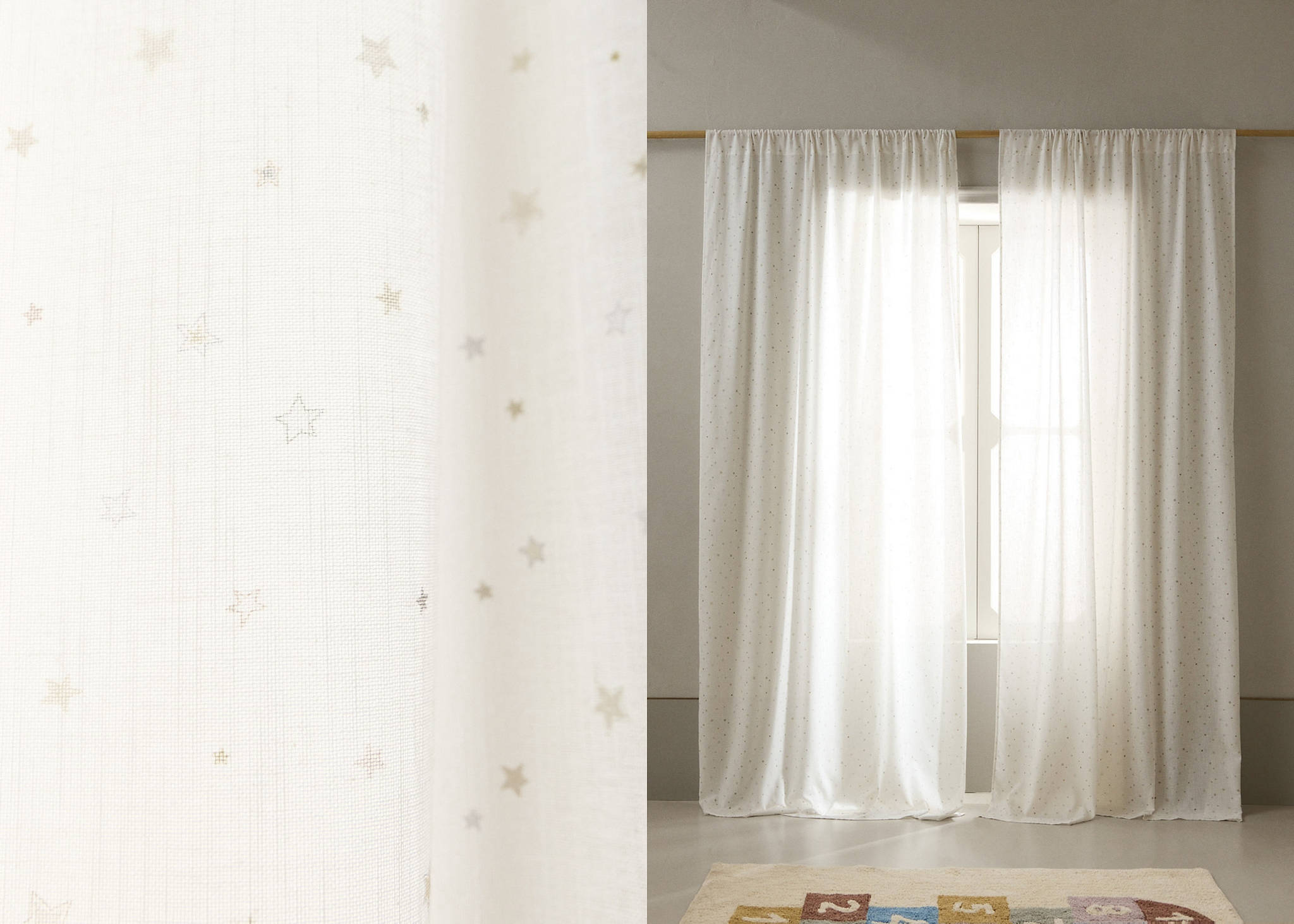 Medium-opacity cotton curtain with stars - Panoramic plane