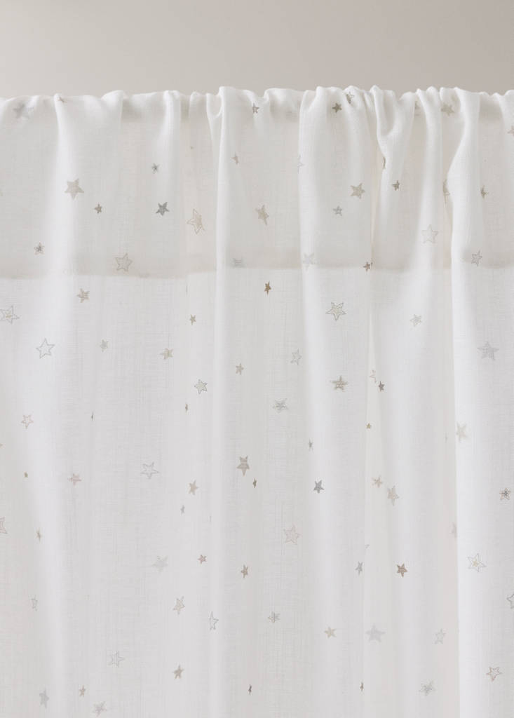 Medium-opacity cotton curtain with stars — Grey
