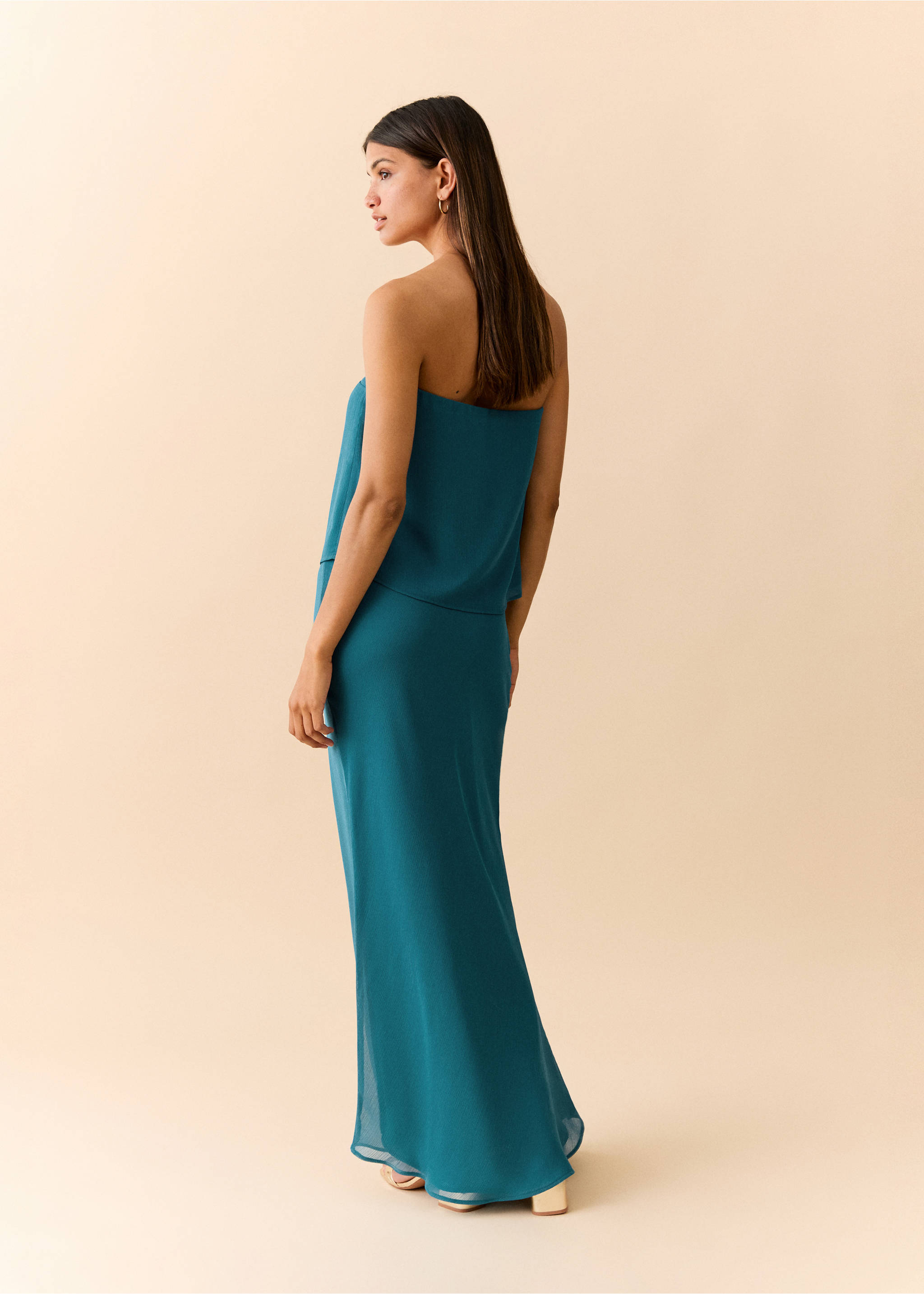 Bandeau top with texture - Reverse of the article, Petrol Blue. Ref: 37071541-00.