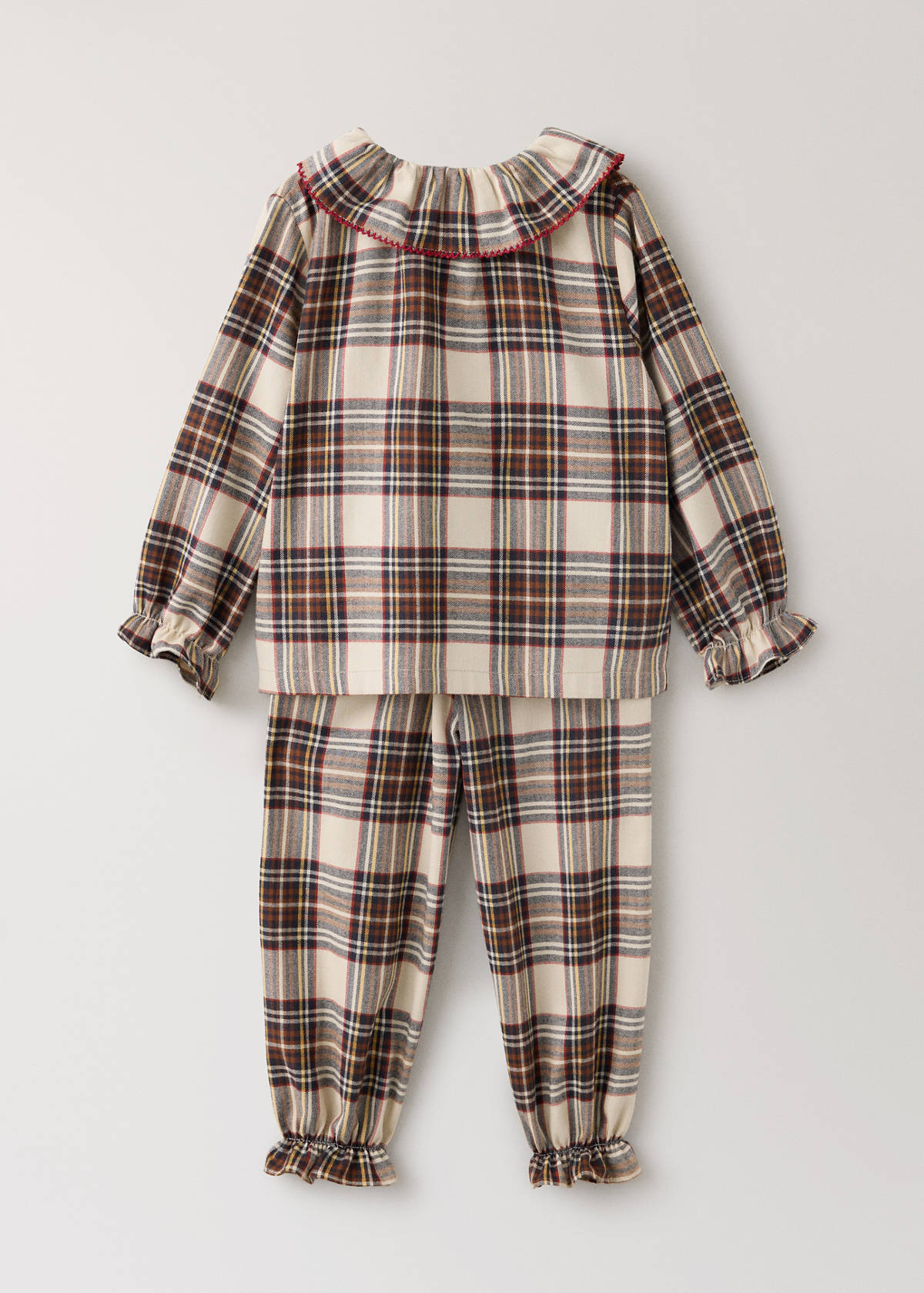 Two-piece cotton checked pyjama set — Red