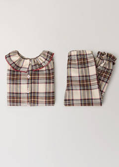 Two-piece cotton checked pyjama set — Red 3