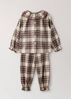 Two-piece cotton checked pyjama set — Red 4