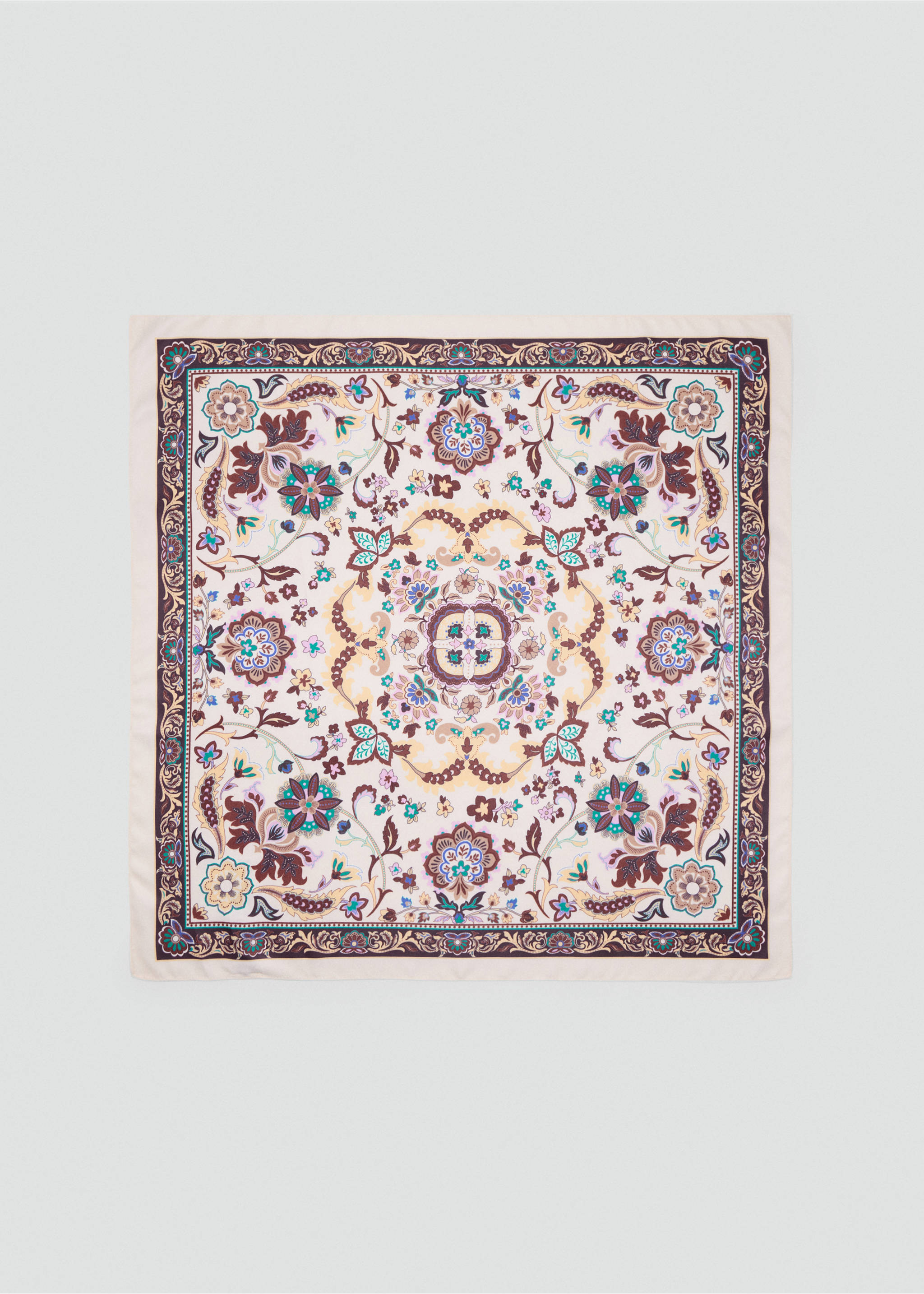 Floral print scarf - Article without model, Ecru. Ref: 37071545-00.
