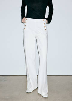 Wide-leg jeans with side buttons — White 1