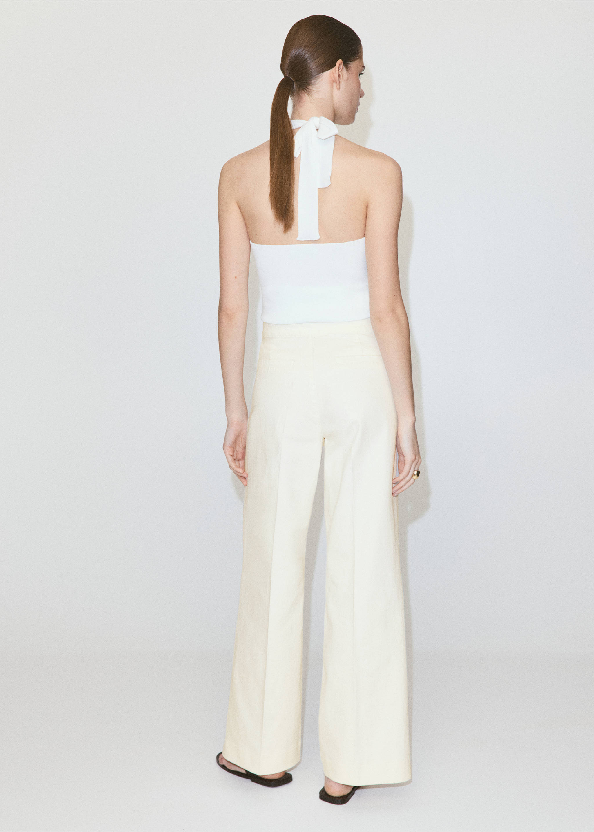 Wide-leg jeans with side buttons - Reverse of the article, White. Ref: 37071547-00.