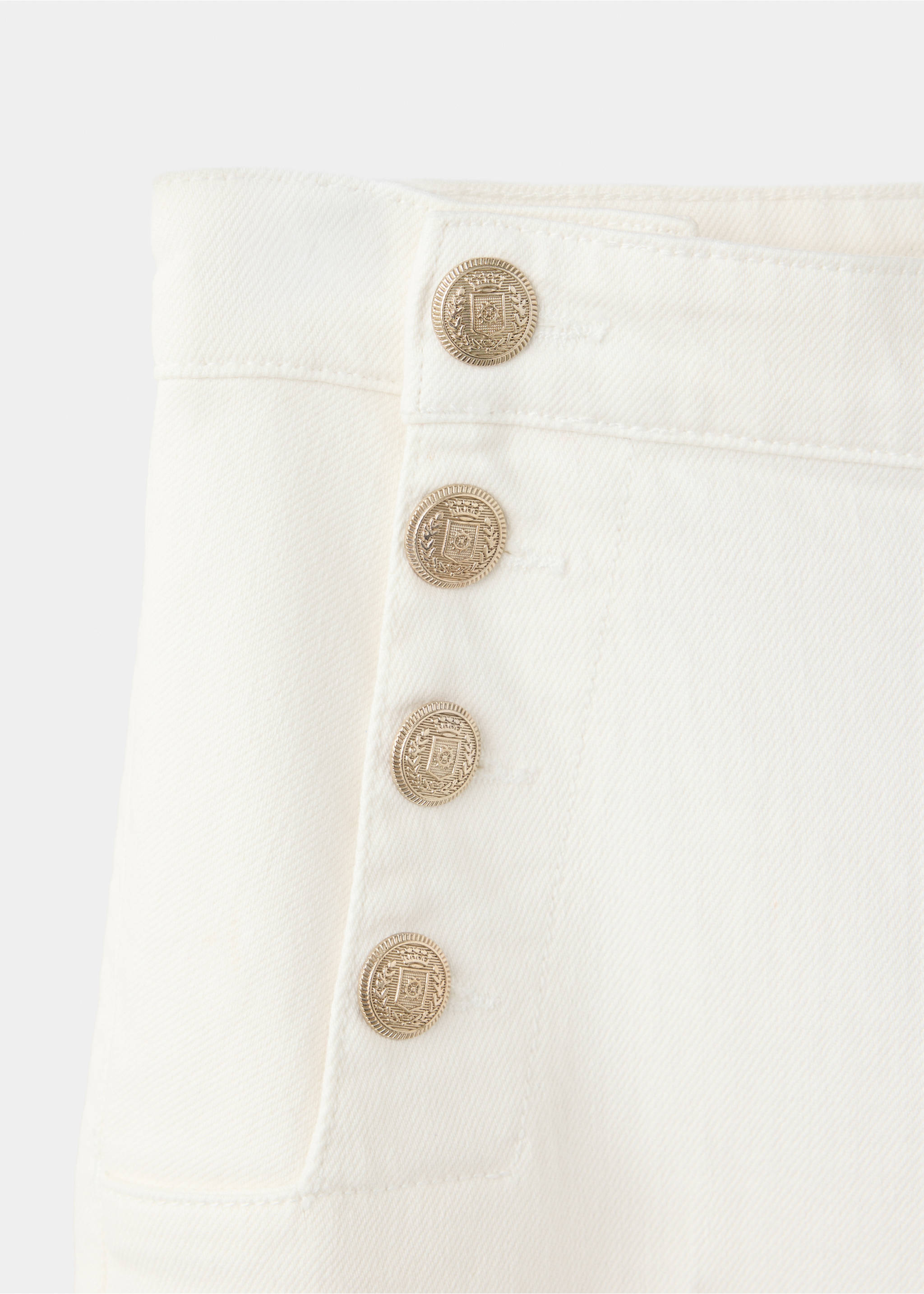 Wide-leg jeans with side buttons - Details of the article 8, White. Ref: 37071547-00.