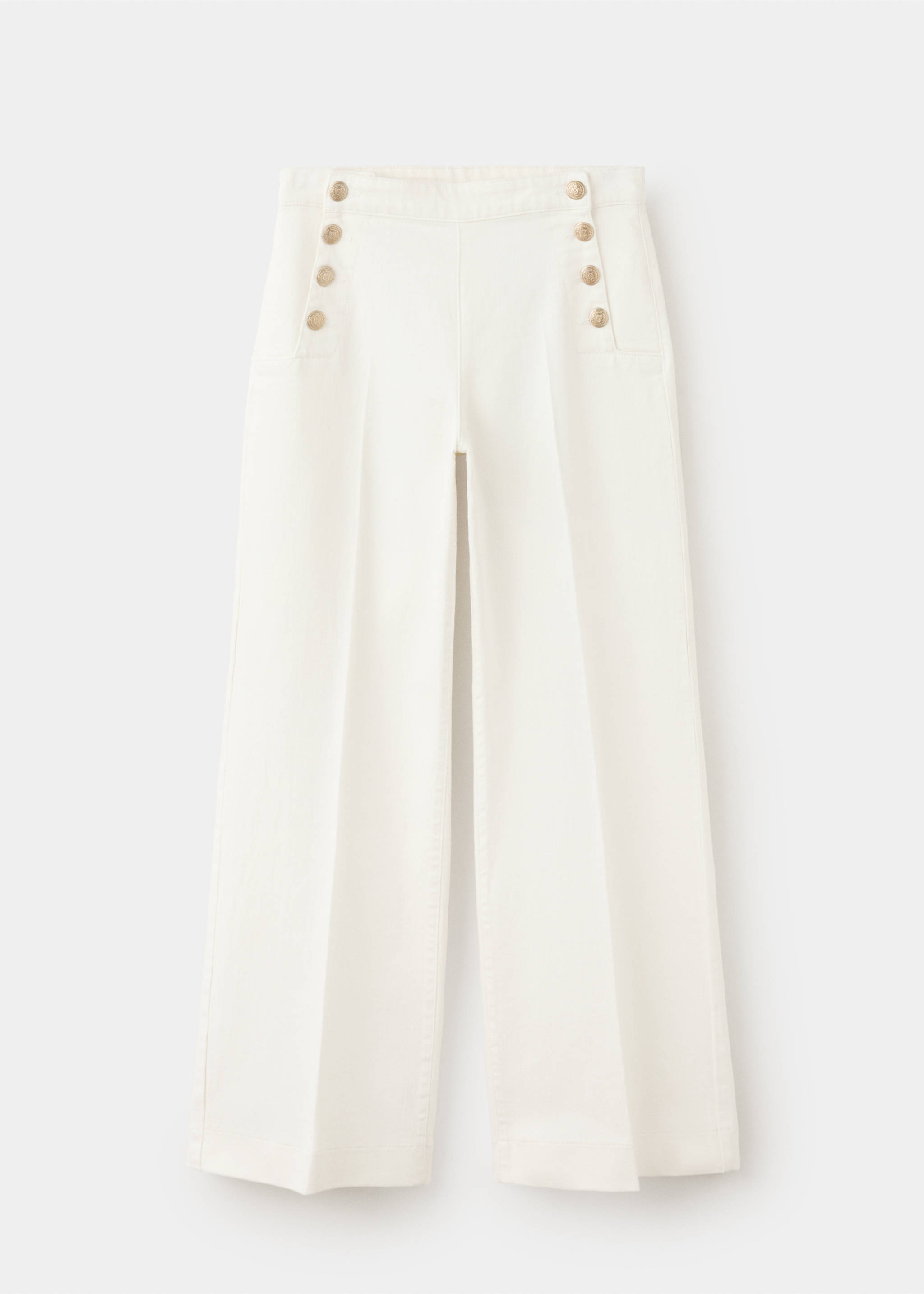 Wide-leg jeans with side buttons - Article without model, White. Ref: 37071547-00.