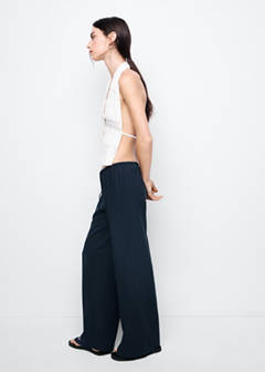 Straight linen-blend trousers — Dark Navy 1
