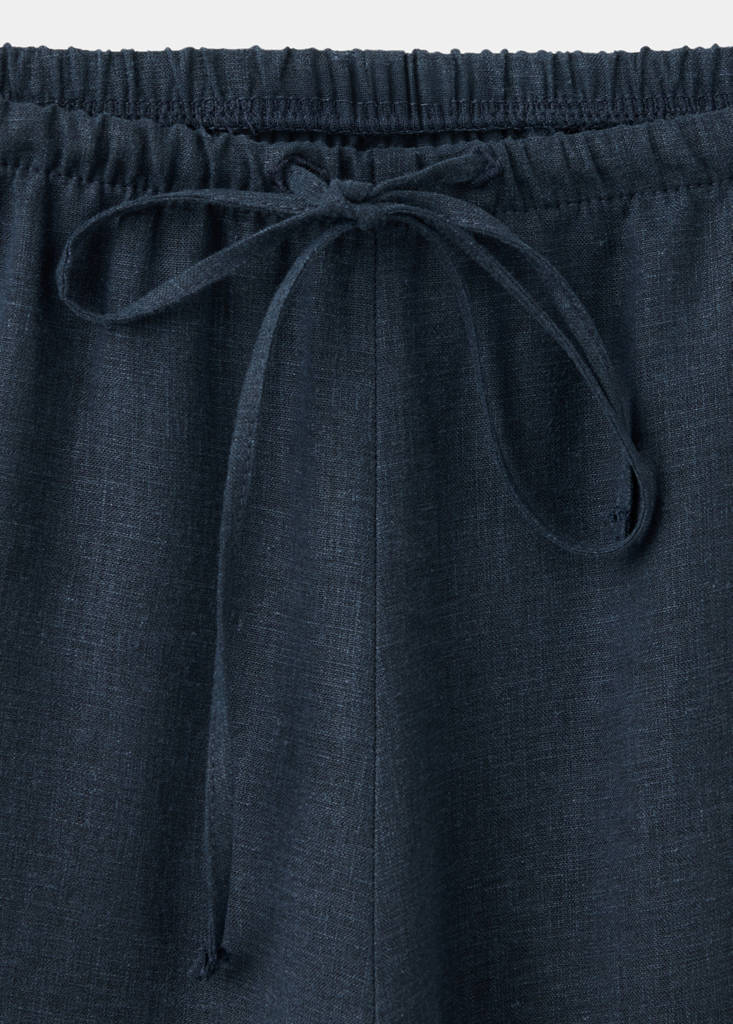 Straight linen-blend trousers — Dark Navy