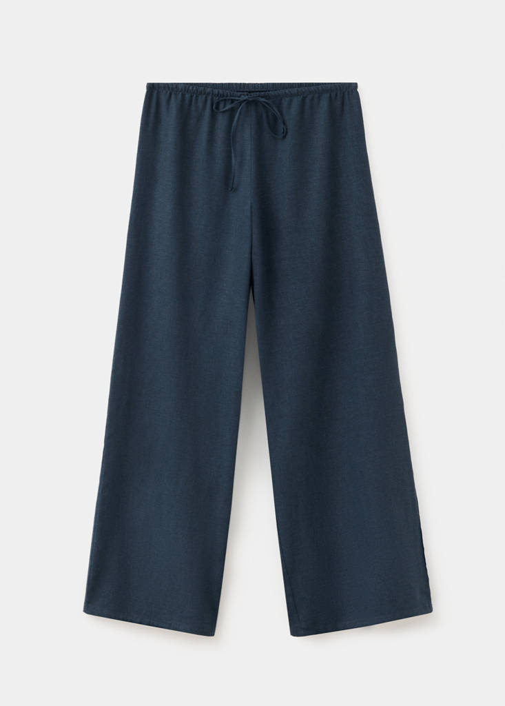 Straight linen-blend trousers — Dark Navy
