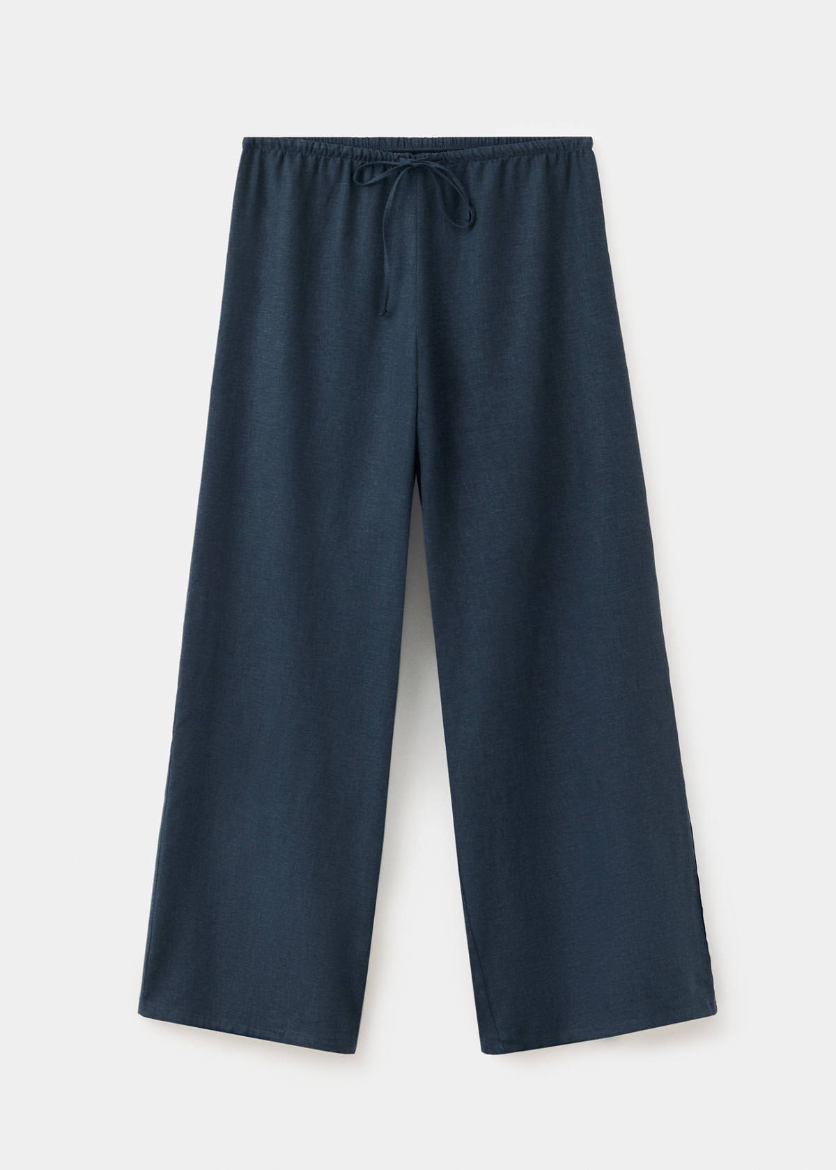 Straight linen-blend trousers — Dark Navy