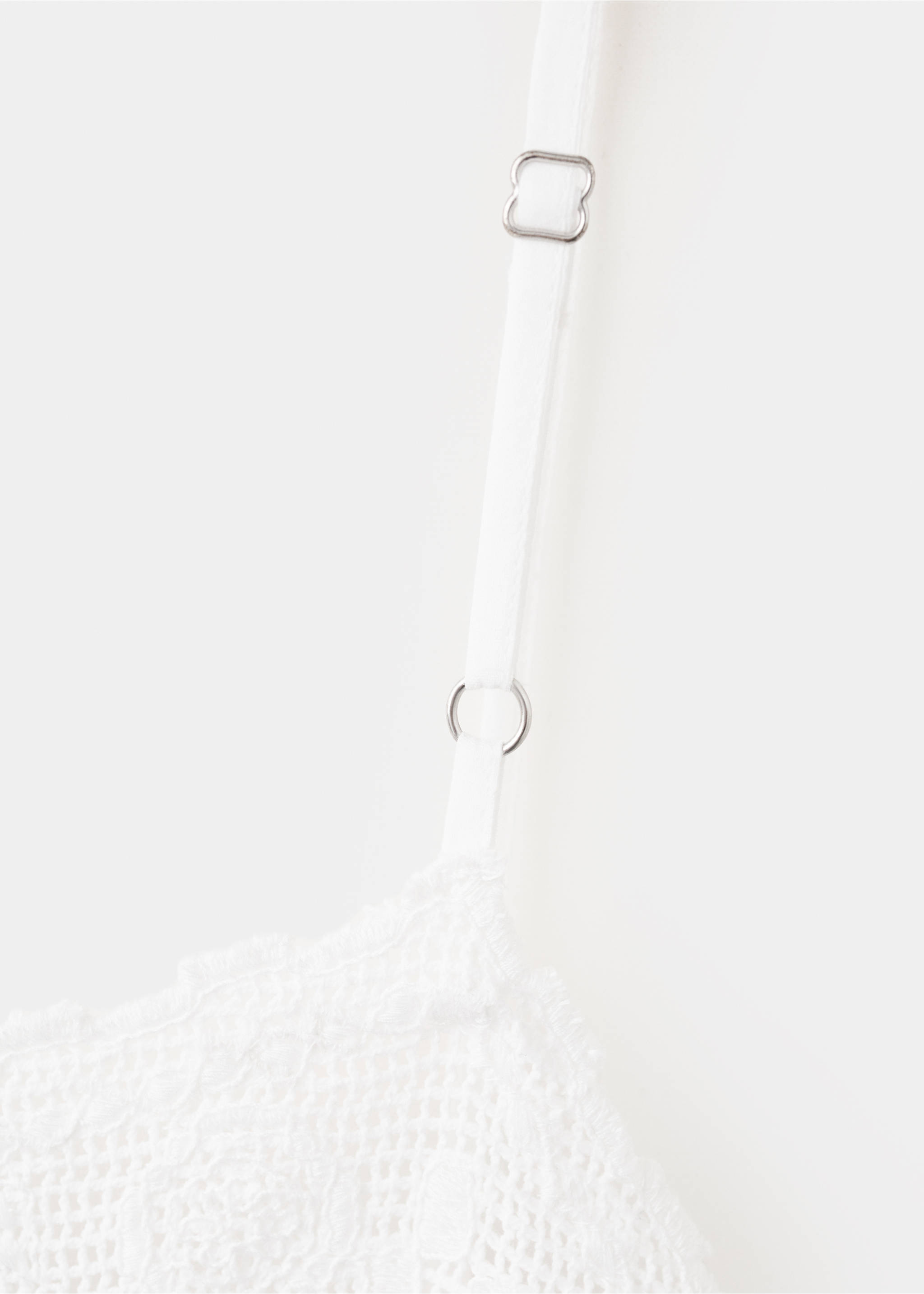 Crochet short dress - Details of the article 8, White. Ref: 37072008-00.