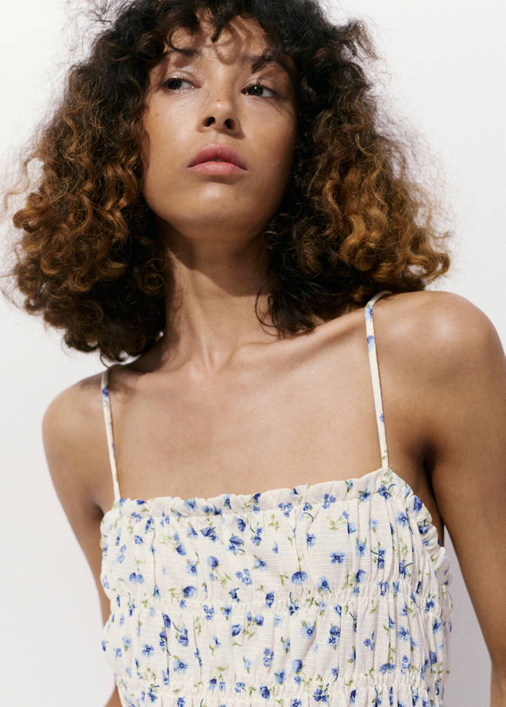 Ruched floral dress — Blue