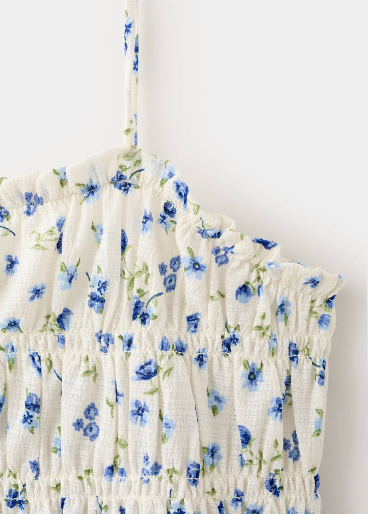 Ruched floral dress — Blue