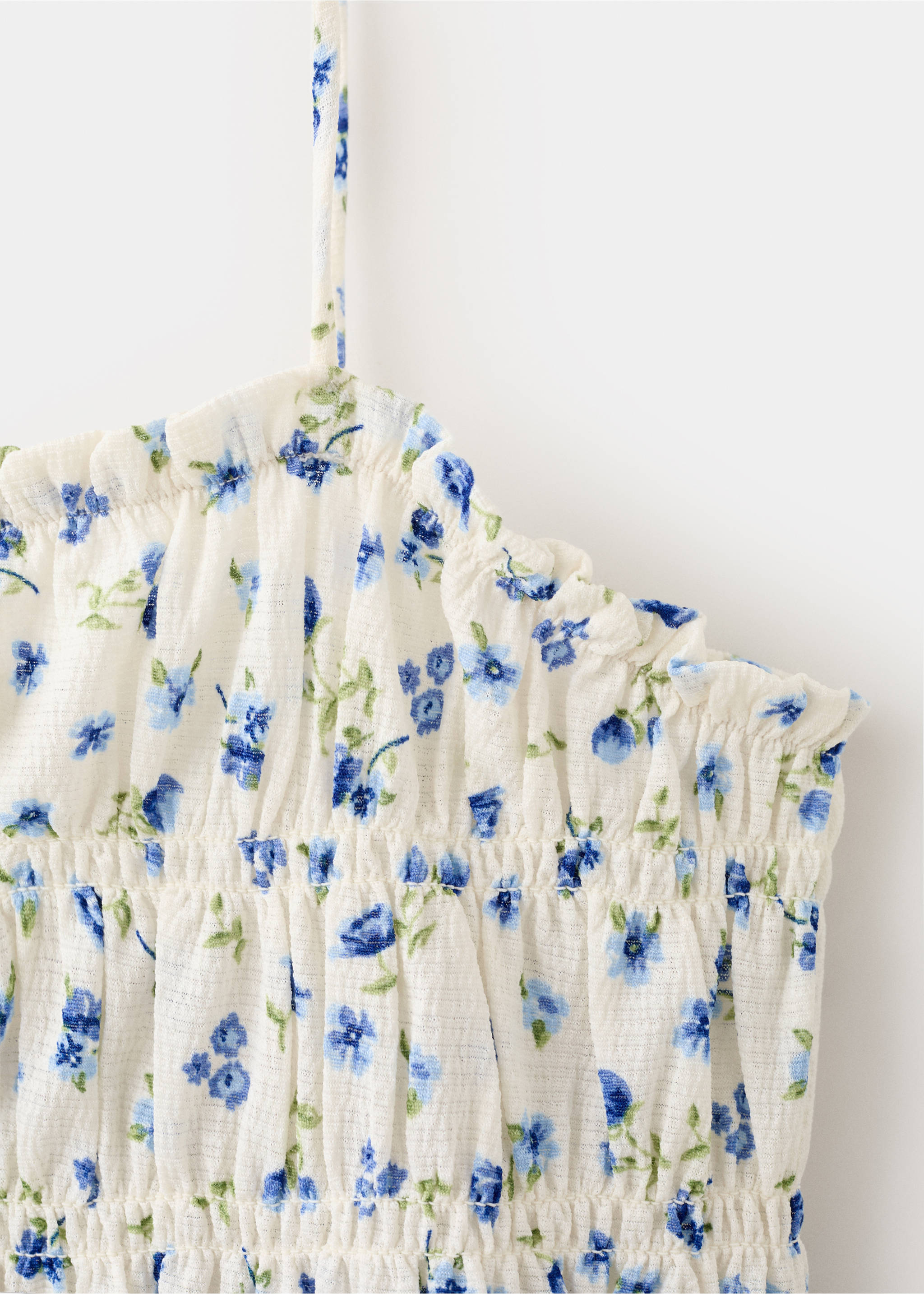 Short gathered dress - Details of the article 0, Blue. Ref: 37072526-00.