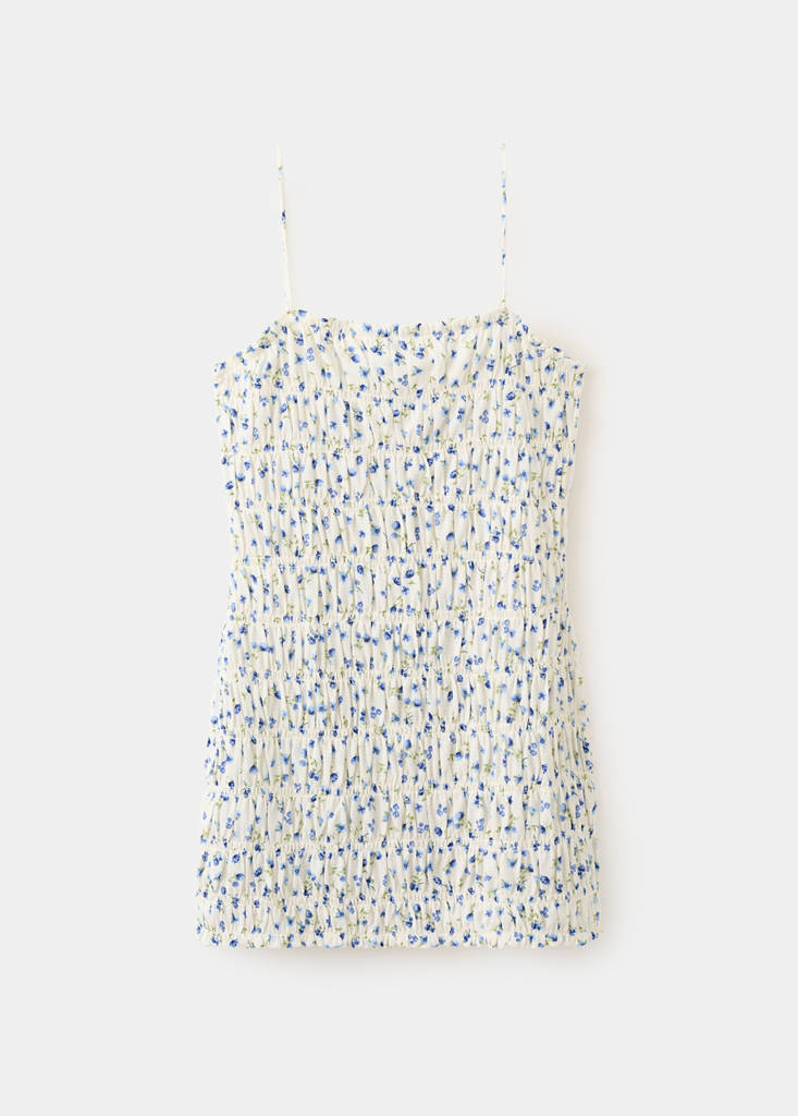 Ruched floral dress — Blue