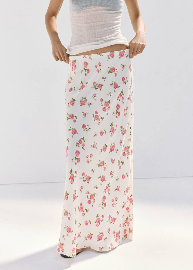 Floral print maxi skirt — Black