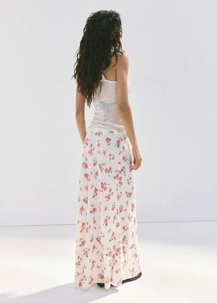 Floral print maxi skirt — Black