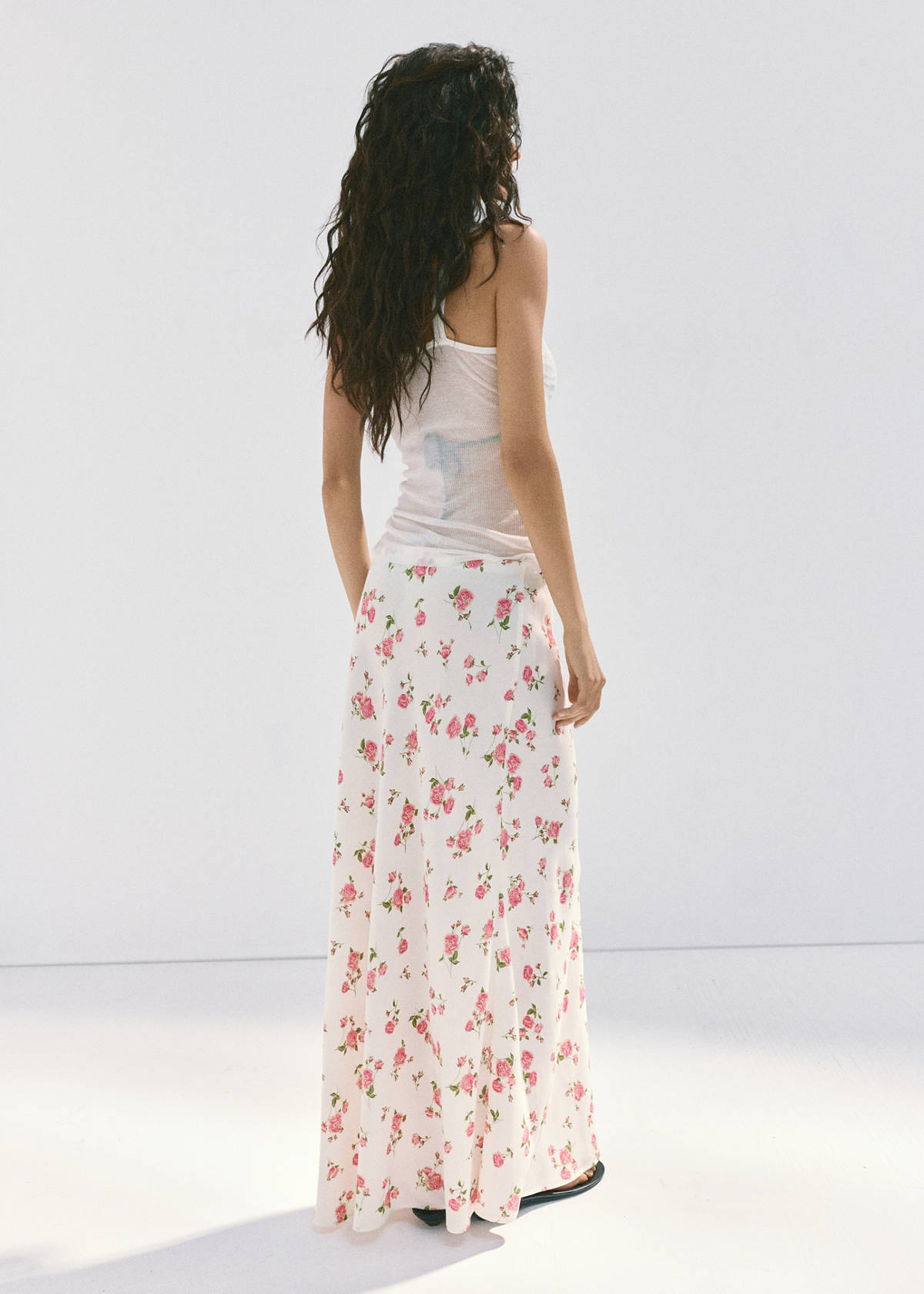 Floral print maxi skirt — Black