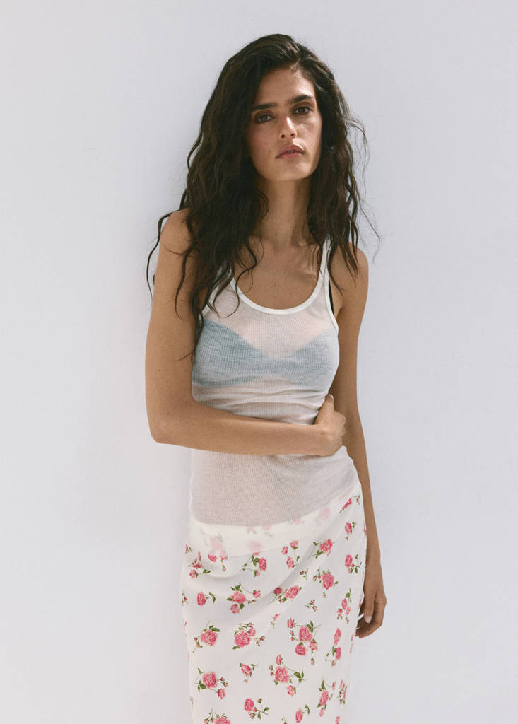 Floral print maxi skirt — Black
