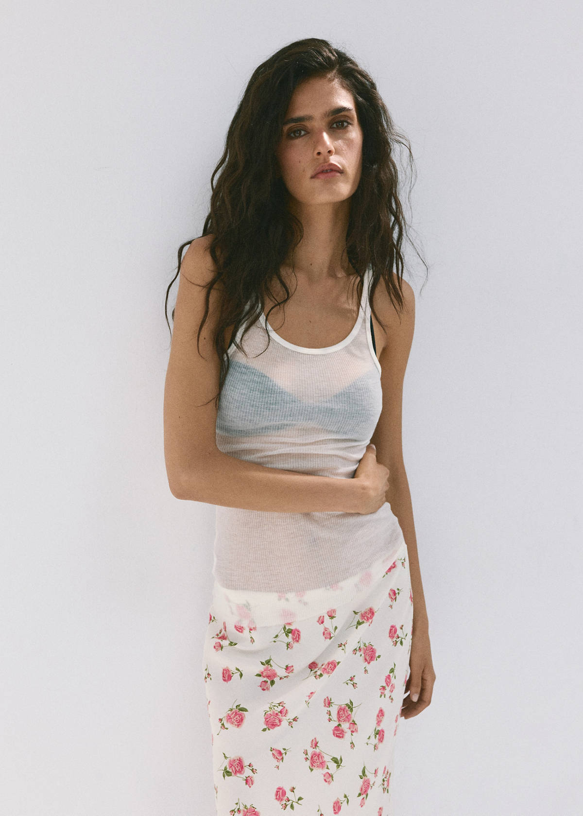 Floral print maxi skirt — Black