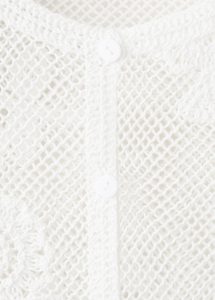Floral crochet cardigan — White