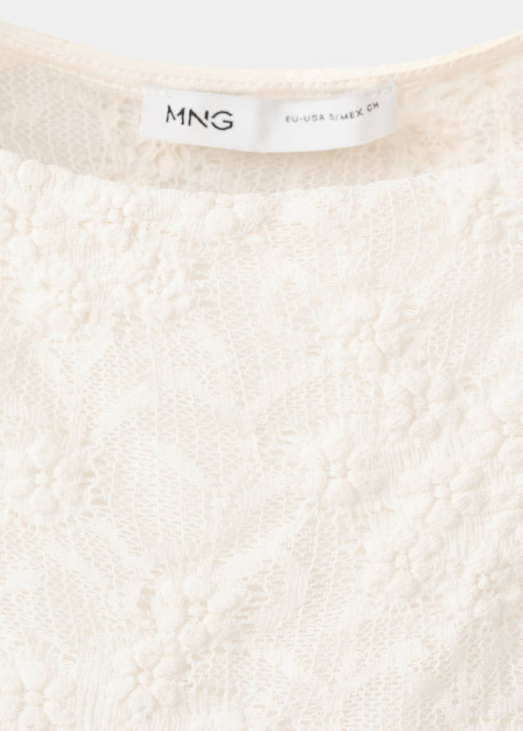Lace boat-neck t-shirt — Off White