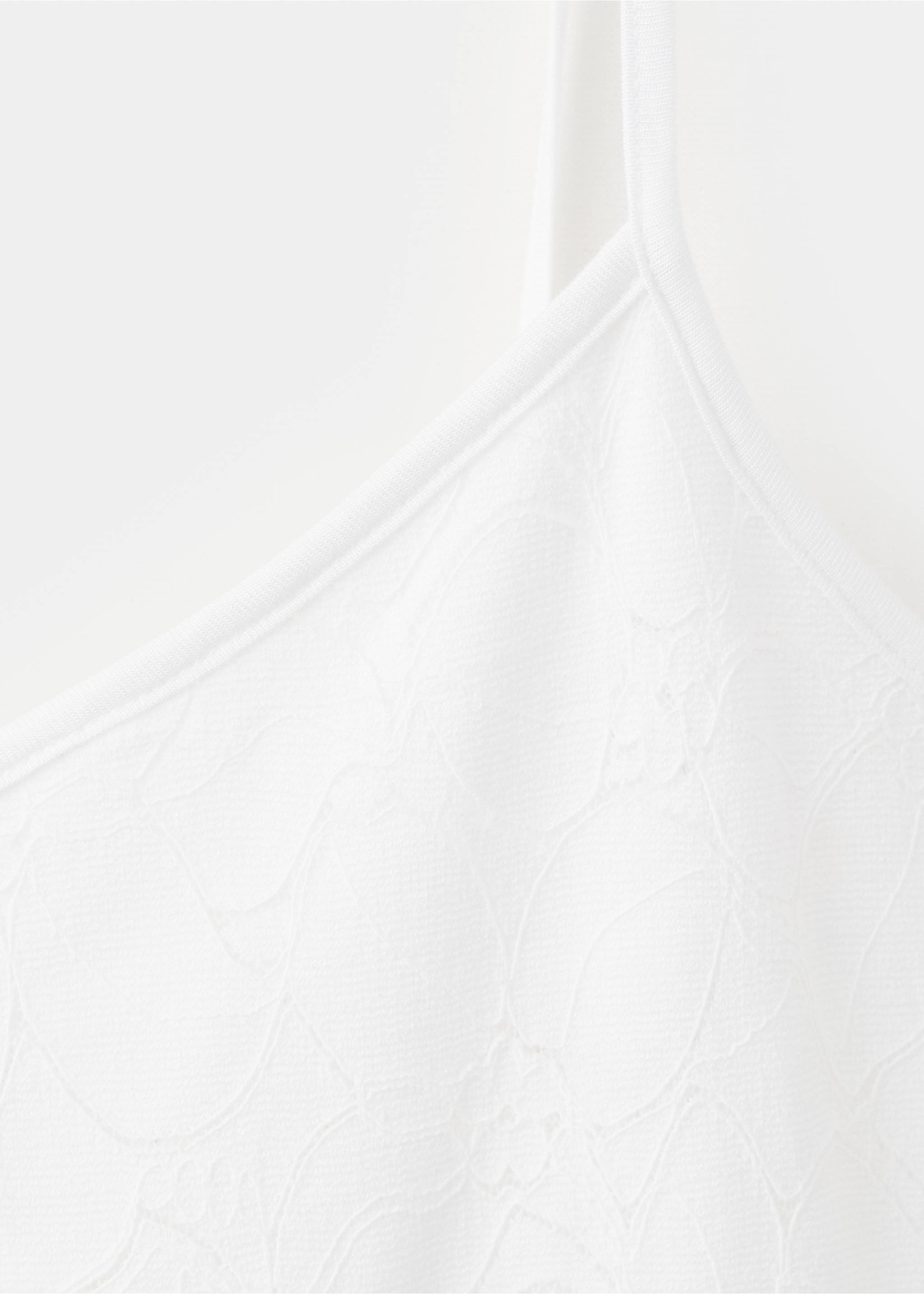 Embroidered dress with cut-out detailing and frill - Details of the article 8, White. Ref: 37072531-00.