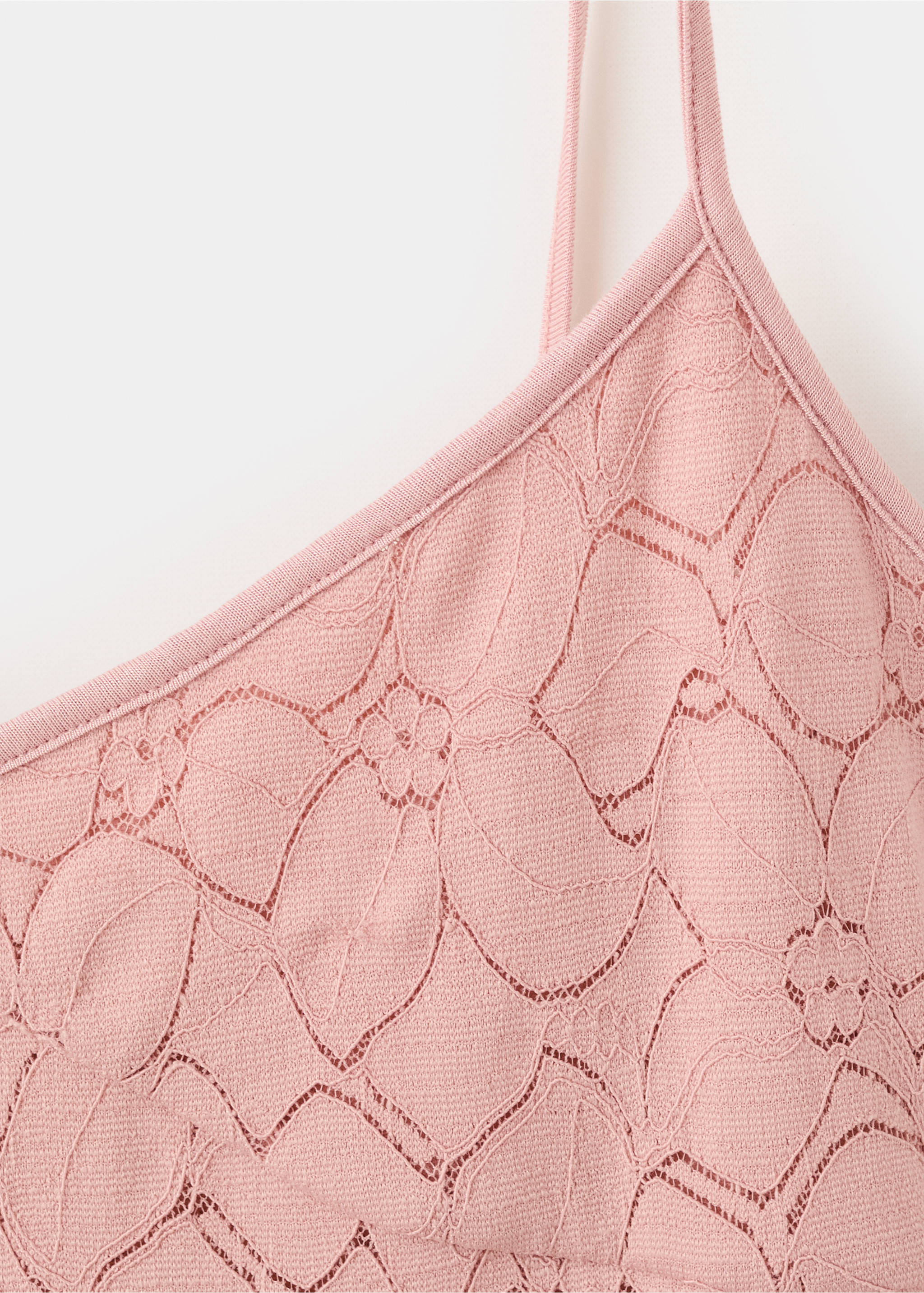 Embroidered dress with cut-out detailing and frill - Details of the article 8, Pale Pink. Ref: 37072531-00.