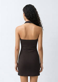 Short halter-neck dress — Brown 3