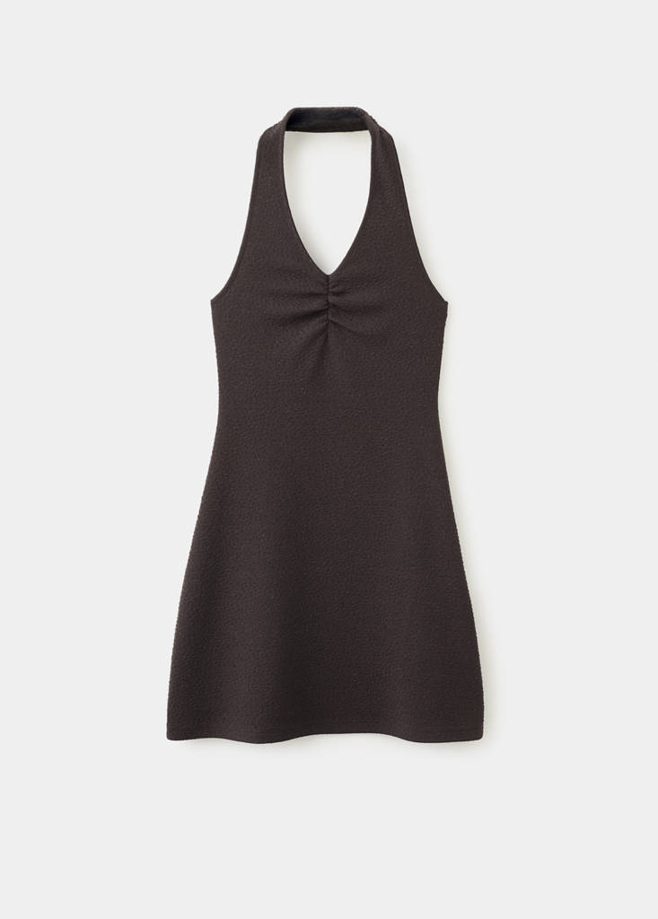 Short halter-neck dress — Brown