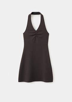 Short halter-neck dress — Brown 4