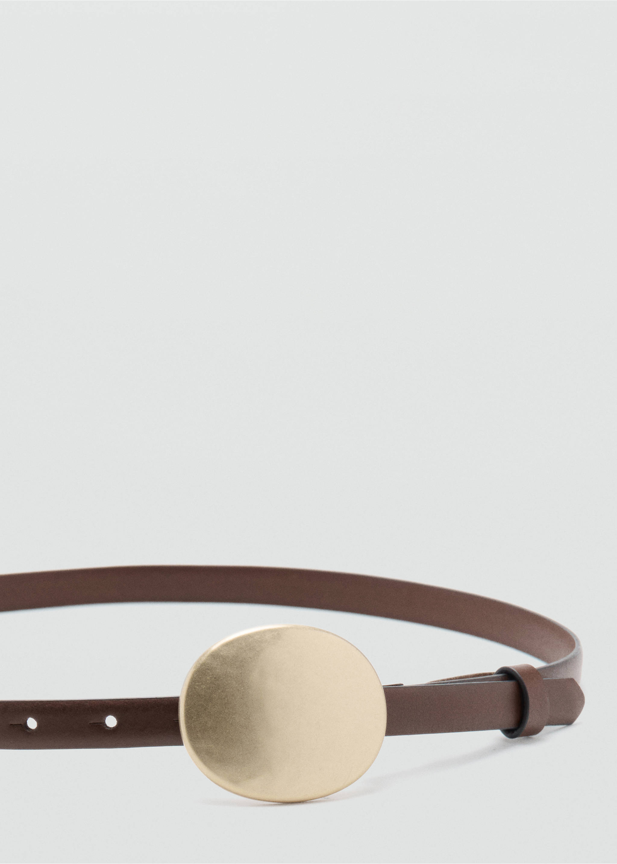 Rounded buckle leather belt - Medium plane, Chocolate. Ref: 37072538-00.
