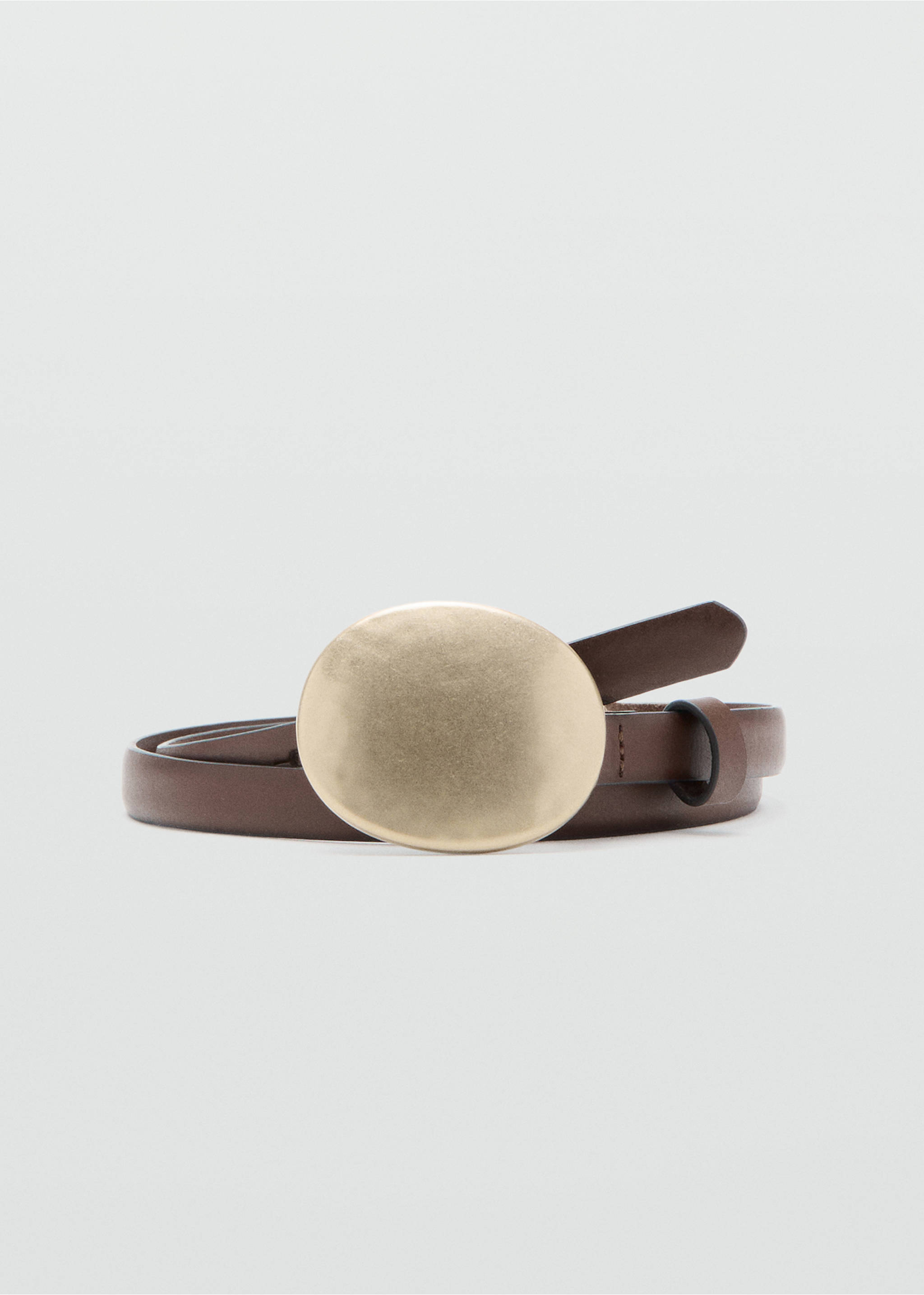 Rounded buckle leather belt - Article without model, Chocolate. Ref: 37072538-00.
