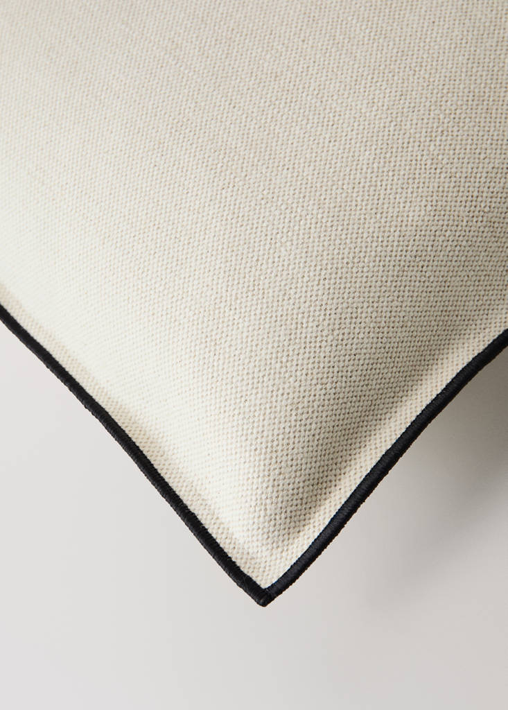 Linen cotton cushion cover with overlock tab 40x60 cm — Off White