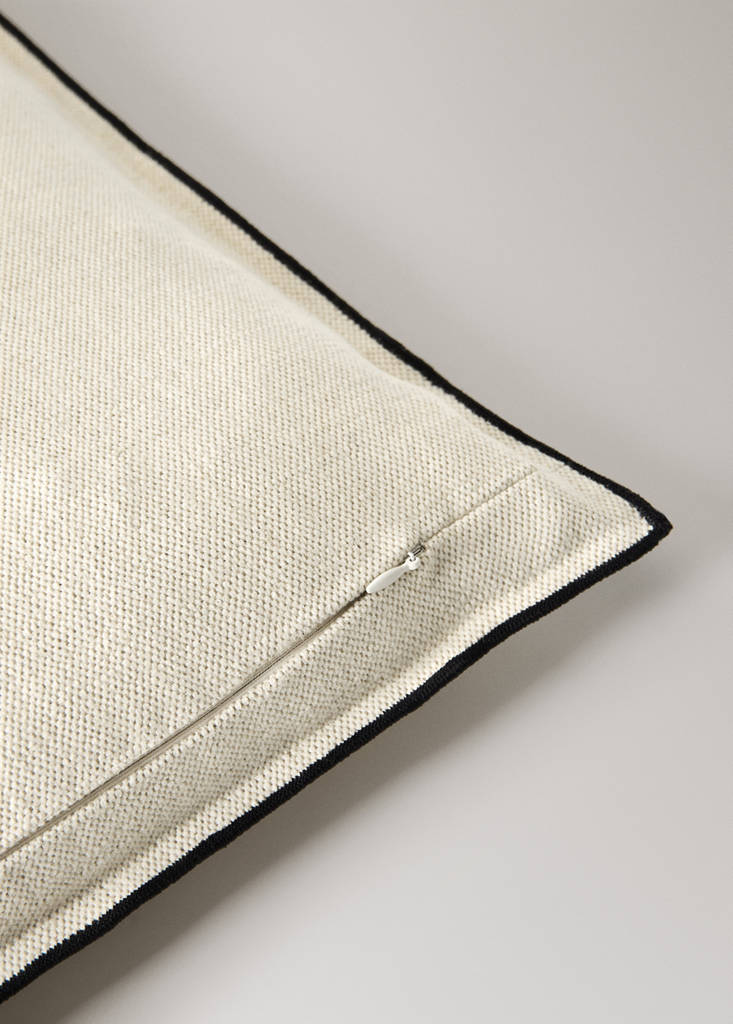 Linen cotton cushion cover with overlock tab 40x60 cm — Off White