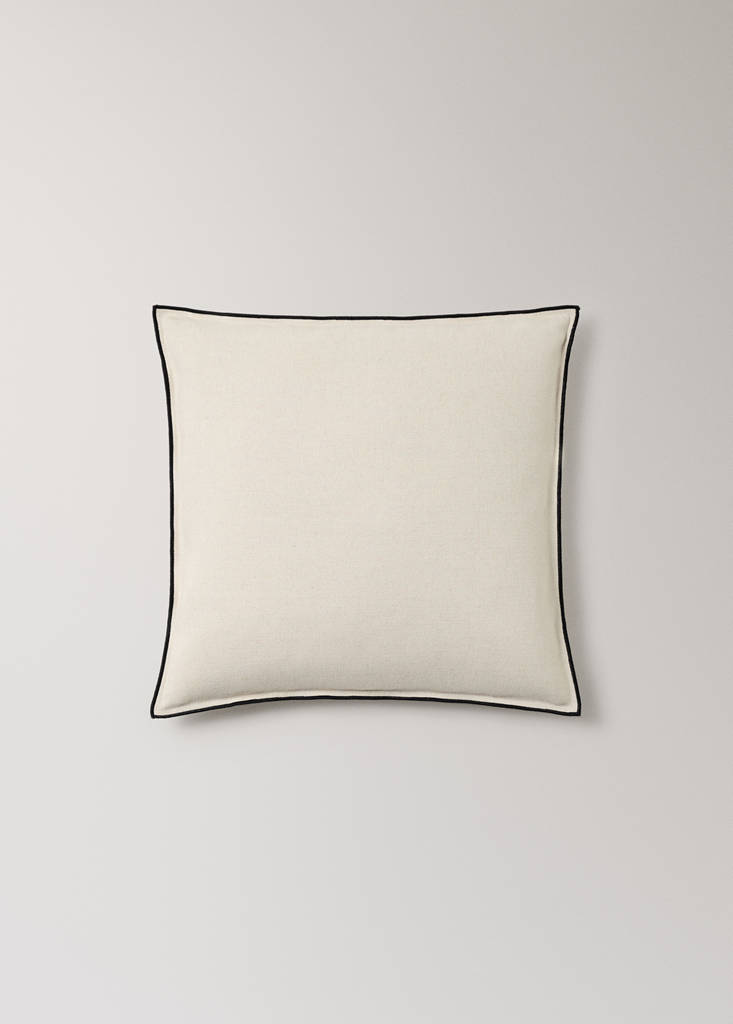 Linen cotton cushion cover with overlock tab 40x60 cm — Off White