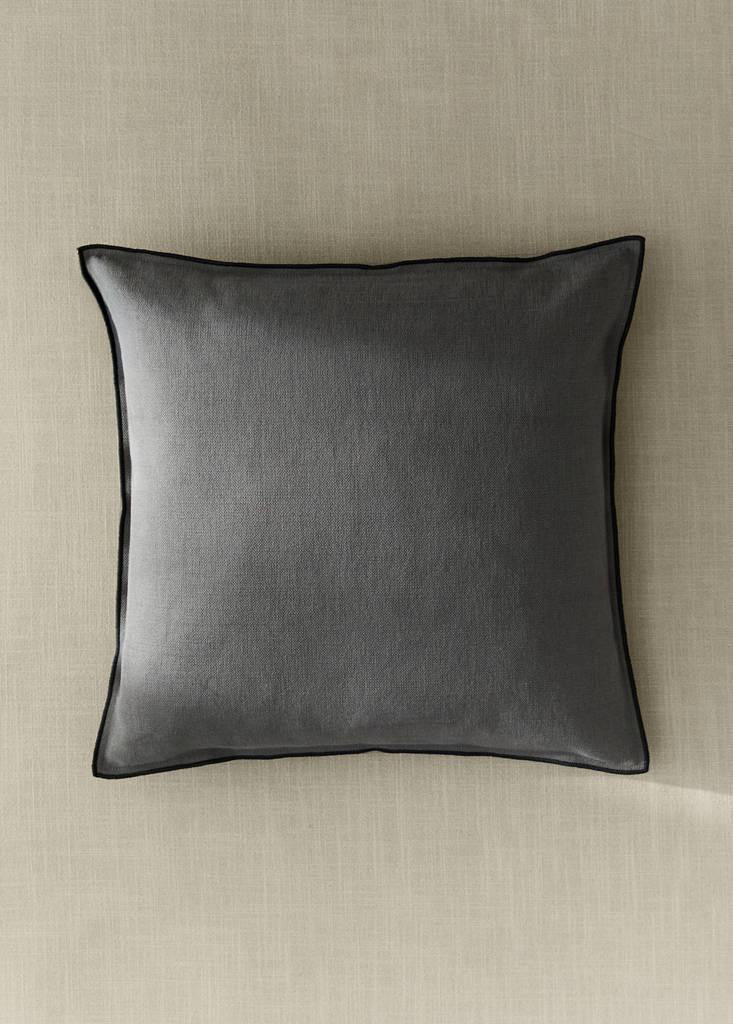 Linen cotton cushion cover with overlock tab 40x60 cm — Medium Heather Grey