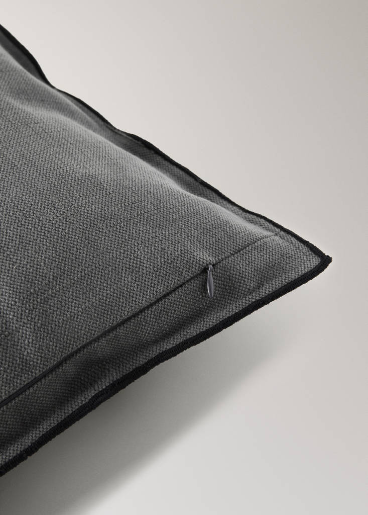 Linen cotton cushion cover with overlock tab 40x60 cm — Medium Heather Grey
