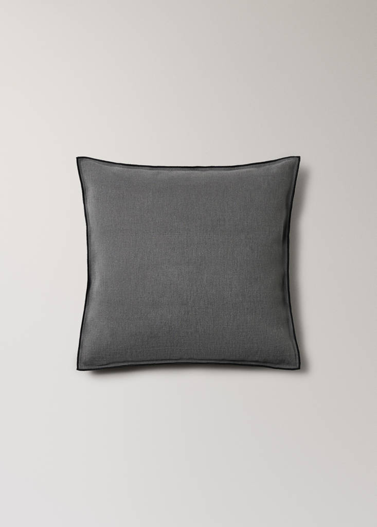 Linen cotton cushion cover with overlock tab 40x60 cm — Medium Heather Grey