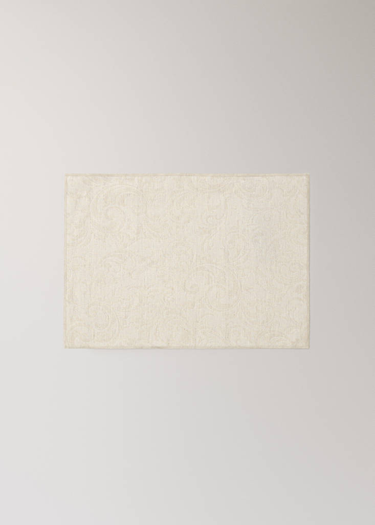 Resin-coated jacquard placemat with overlock stitching — Light/Pastel Brown