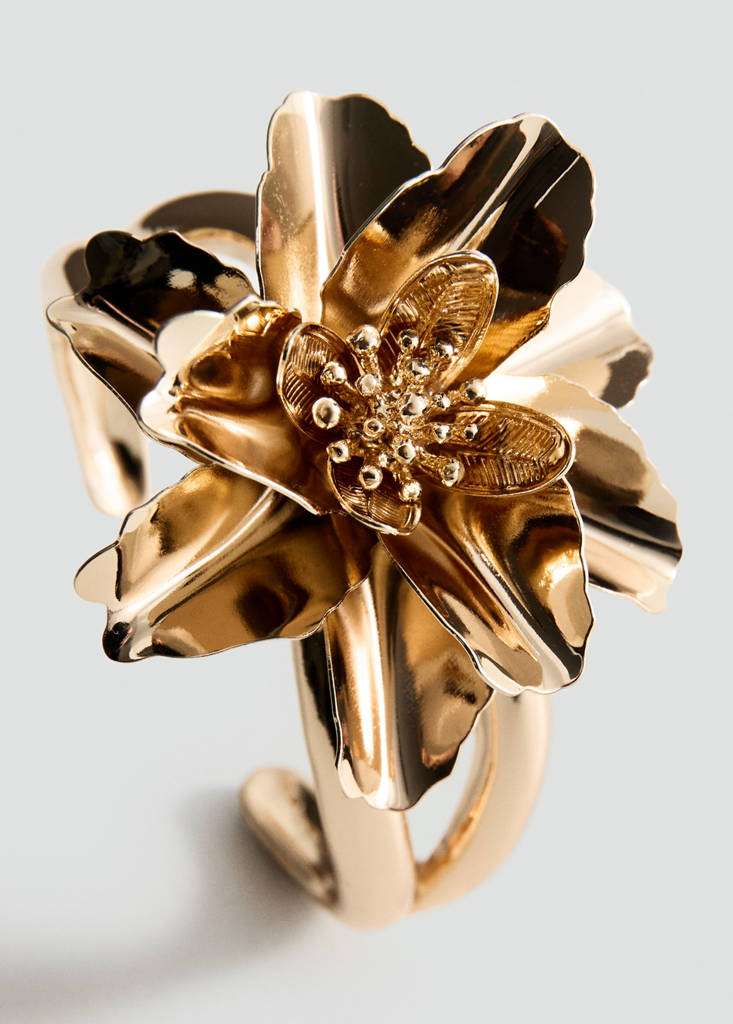 Floral bangle bracelet — Gold