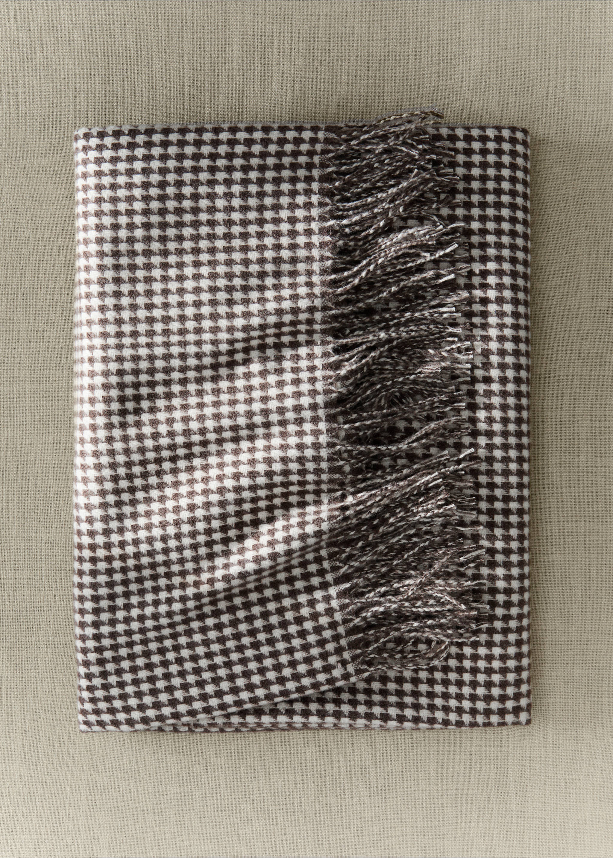 Wool blanket with fringe detail - General plane, Brown. Ref: 37072550-00.