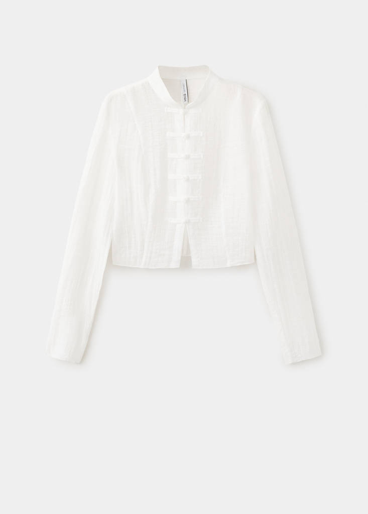 Semi-transparent textured georgette blouse — Off White